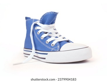 Blue canvas shoes isolated on white background