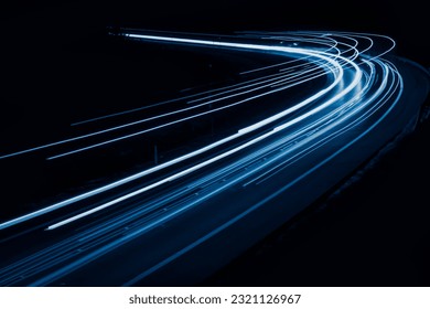 blue car lights at night. long exposure.