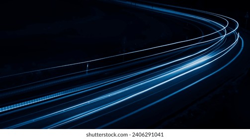 blue car lights at night. long exposure.