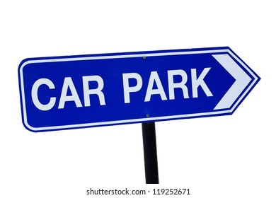 Blue Car Park Sign Isolated On White Background