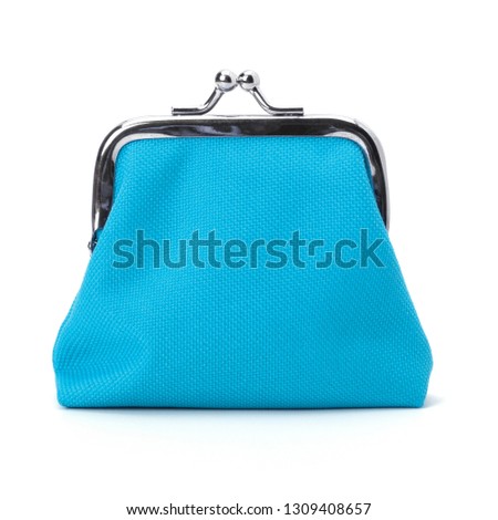 Blue cash wallet isolated on white background. Charge purse. Coin wallet.