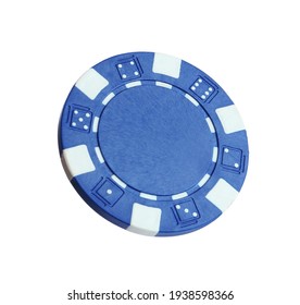 Blue Casino Chip Isolated On White. Poker Game