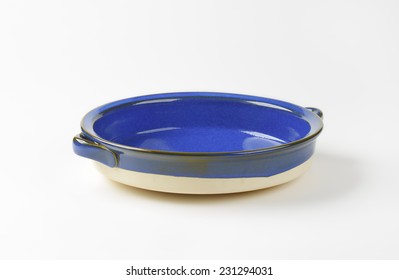 Blue Casserole Dish On White Background