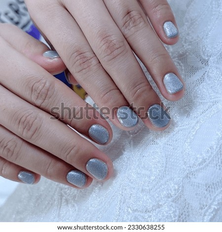 Blue Cateye color ,Nails extensions.