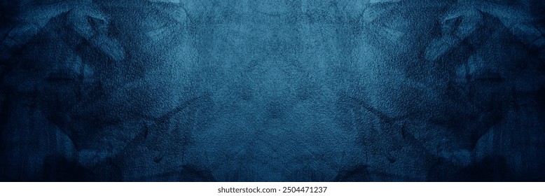 blue cement background, horizontal blank concrete wall