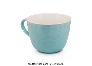 Blue Ceramic Mug Isolated On White Background