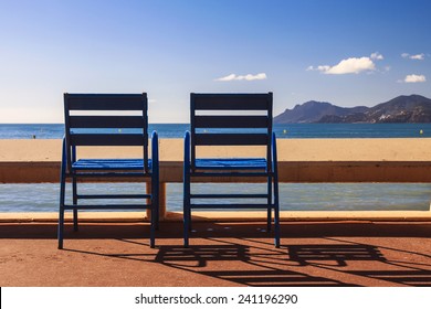 The Blue Chairs On The Croisette Of Cannes Film Festival 