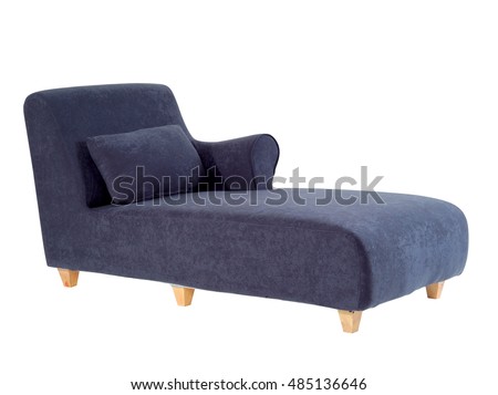 Blue chaise lounge isolated on white background with clipping path.