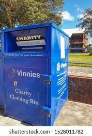 Blue Charity Clothing Bin Vinnies St Vincent The Paul Op Shop Kiama NSW October 10 2019