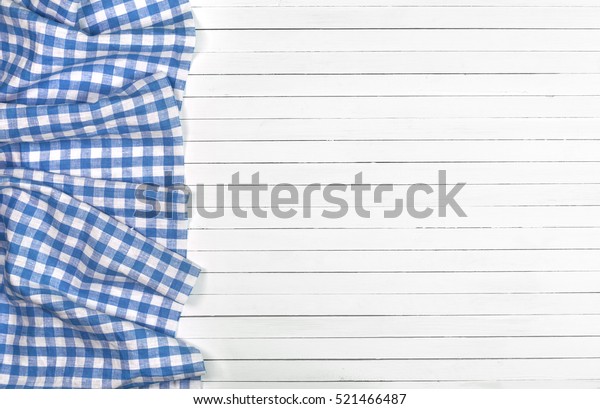 Blue Checkered Tablecloth On Light Wooden Stock Photo Edit Now 521466487