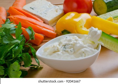 Blue Cheese Dip And Raw Vegetables