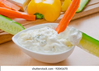 Blue Cheese Dip And Raw Vegetables