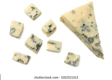 Blue Cheese Isolated On A White Background. Top View