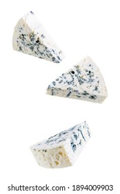 Blue cheese on a white isolated background. toning. selective focus