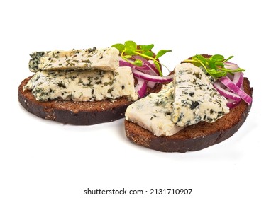 Blue Cheese Sandwich, Isolated On White Background