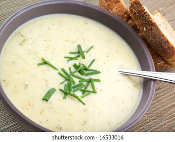 Blue Cheese And Vegetable Soup With Chives