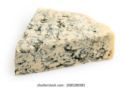 Blue Cheese Wedge Isolated On White.