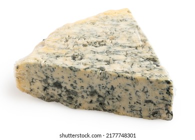 Blue Cheese Wedge Isolated On White.