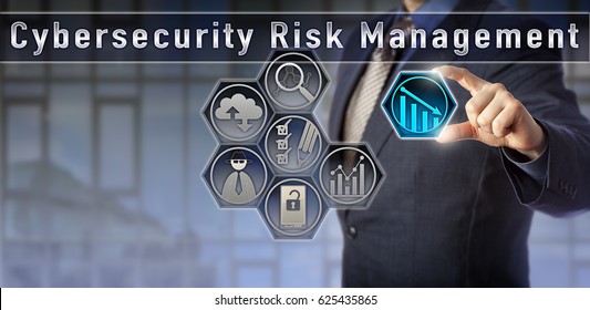 Blue Chip Risk Manager Or General Counsel Is Evaluating Network Vulnerabilities In A Cybersecurity Risk Management Planning Matrix. Computer Security Concept And Cyber Threat Risk Analysis Metaphor.