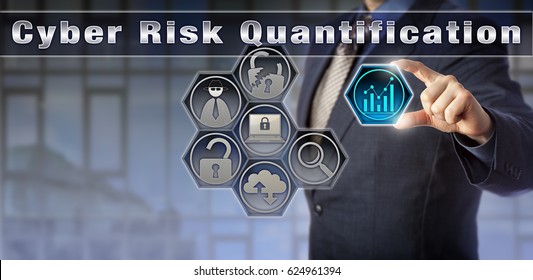 Blue Chip Security Manager Is Initiating A Cyber Risk Quantification Process Via A Virtual Matrix. Cybersecurity And Information Technology Concept For Risk Management Related To Computer Security.