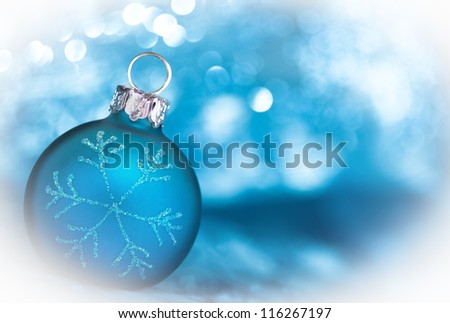Blue Christmas card with copy space