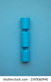 Blue Christmas Cracker On A Blue Background