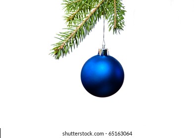 Blue Christmas Decoration On The Fir Tree