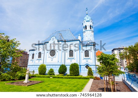 The Blue Church or The Church of St. Elizabeth or Modry Kostol Svatej Alzbety in the Old Town in Bratislava, Slovakia. Blue Church is a Hungarian Secessionist Catholic cathedral.