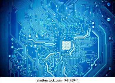 blue circuit board as abstract technology background
