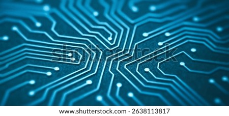 A blue circuit board pattern with glowing dots suggests technology or connectivity. The composition offers versatility for layout design or product display.