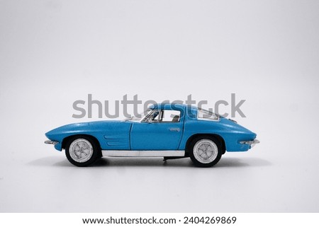 Blue classic American Muscle Car Isolate on a white background