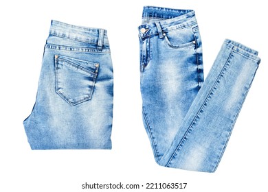 Blue Classic Jeans Isolated On White Stock Photo 2211063517 | Shutterstock