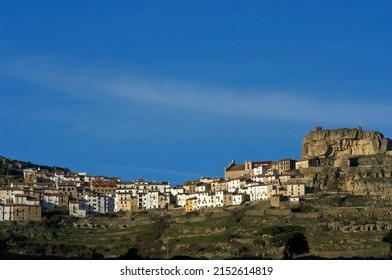Blue and clear sky in the town of Ares del Maestrat, Castellón Spain.