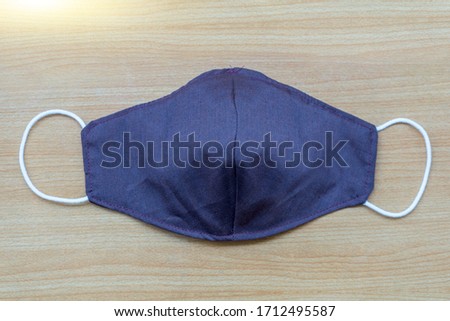 Blue cloth face mask, made of cotton, anti-dust, handmade