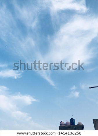 Blue clouds with eagle - image