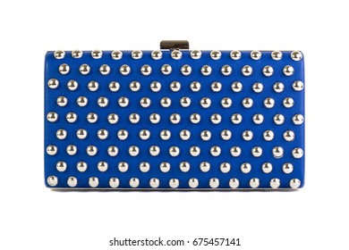 Blue Clutch Bag Isolated On White Background