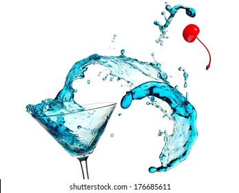 Blue Cocktail Cherry Splash Stock Photo 176685611 | Shutterstock