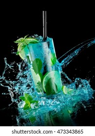 Blue Cocktail Mojito Splash