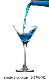 Blue Cocktail With Splashes On White 