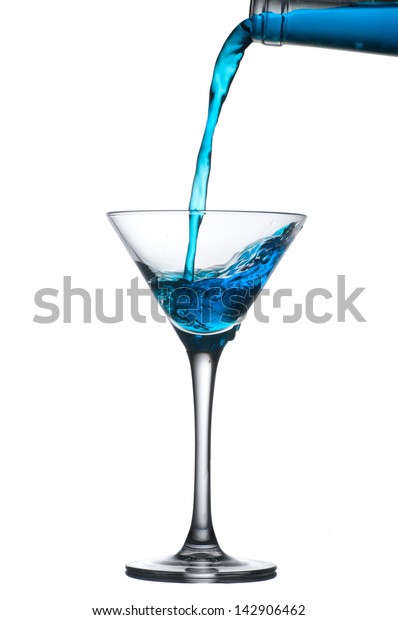 Blue Cocktail Splashes On White Stock Photo (Edit Now) 142906462