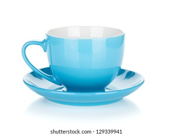 Blue Coffee Cup. Isolated On White Background