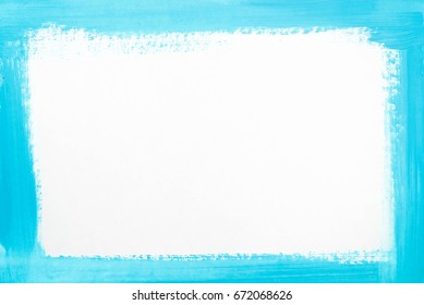 blue color border painted on white paper