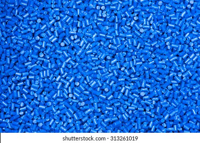 Blue Color Chemistry  Plastic Granulate In  Light For Background / Pellets Material Factory