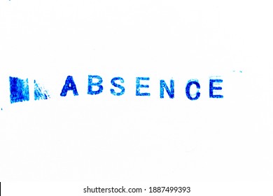 Blue Color Ink Of Rubber Stamp In Word Absence On White Paper Background