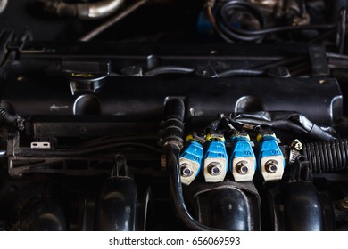 Blue Color LPG Fuel Injection Focus In Engine Room