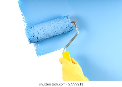 Blue Color Painting Wall Roller Stock Photo 57777211 | Shutterstock