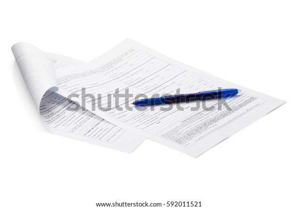 Blue Color Pen On Form Document Stock Photo (Edit Now) 592011521