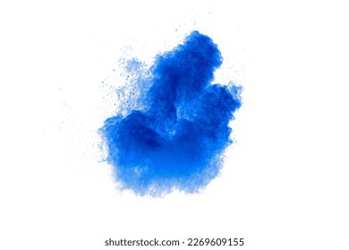 Blue color powder explosion cloud on white background.Blue dust particles splash. - Powered by Shutterstock - Get 15% off with code: PIKWIZARD15