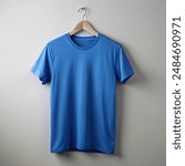 blue color t-shirt mockup white background