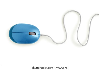 blue computer mouse isolated on white